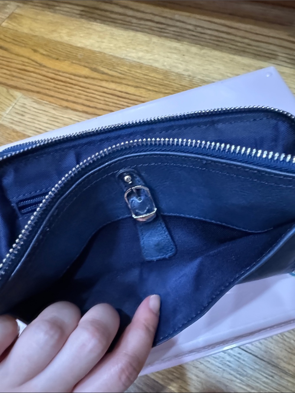 Blue Secret Compartment Leather Wallet - Picture 6 of 8